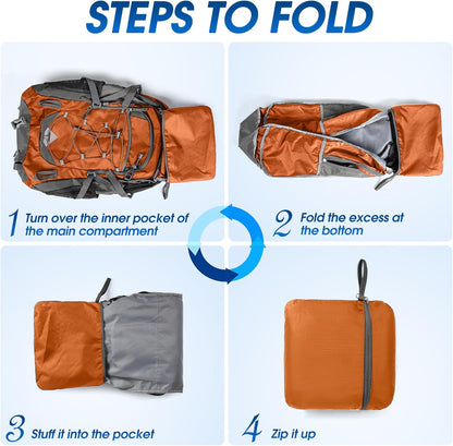 40L waterproof hiking and camping backpack – lightweight & foldable – 2 for the price of 1