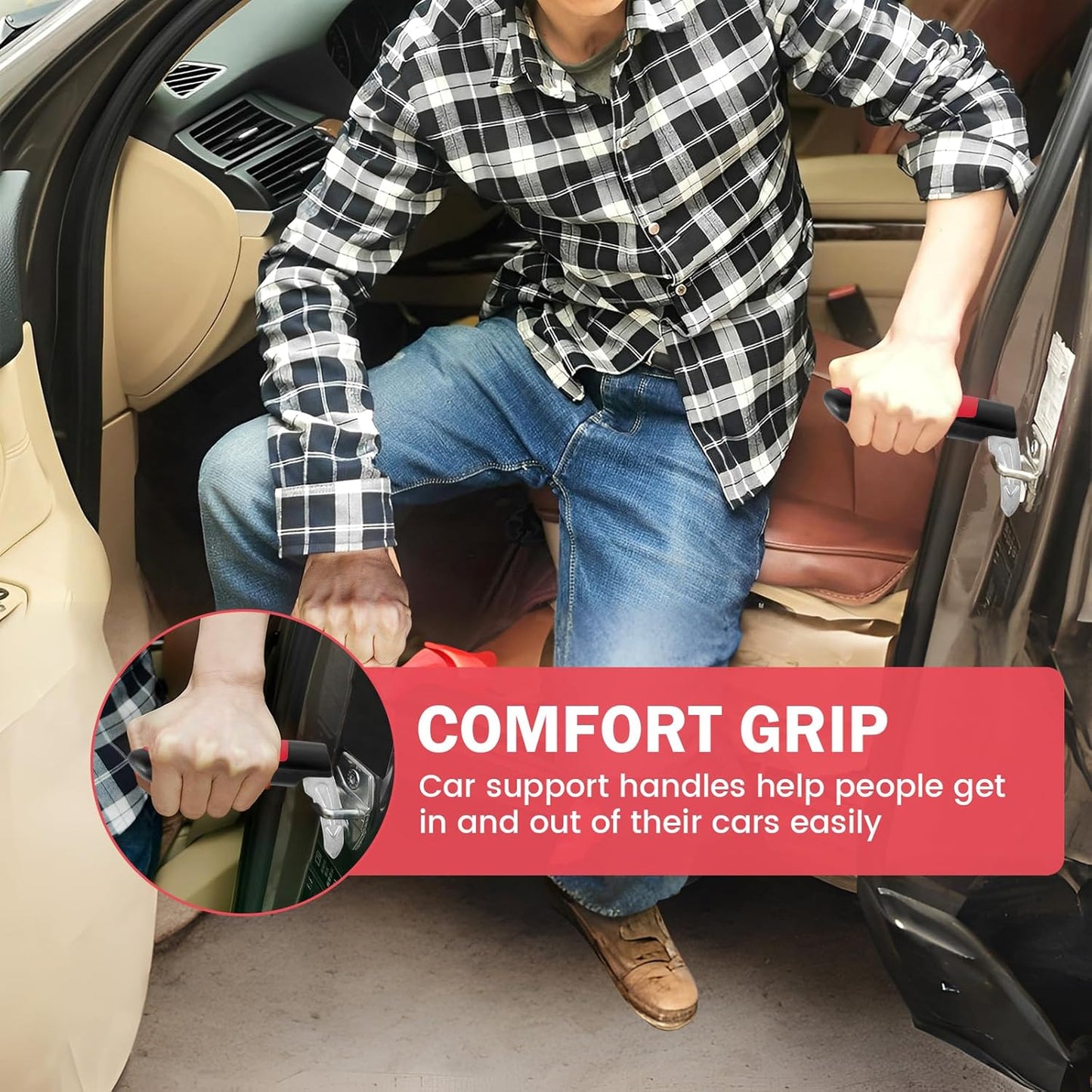 Set of 2 car grab handles with emergency tools – Moventa