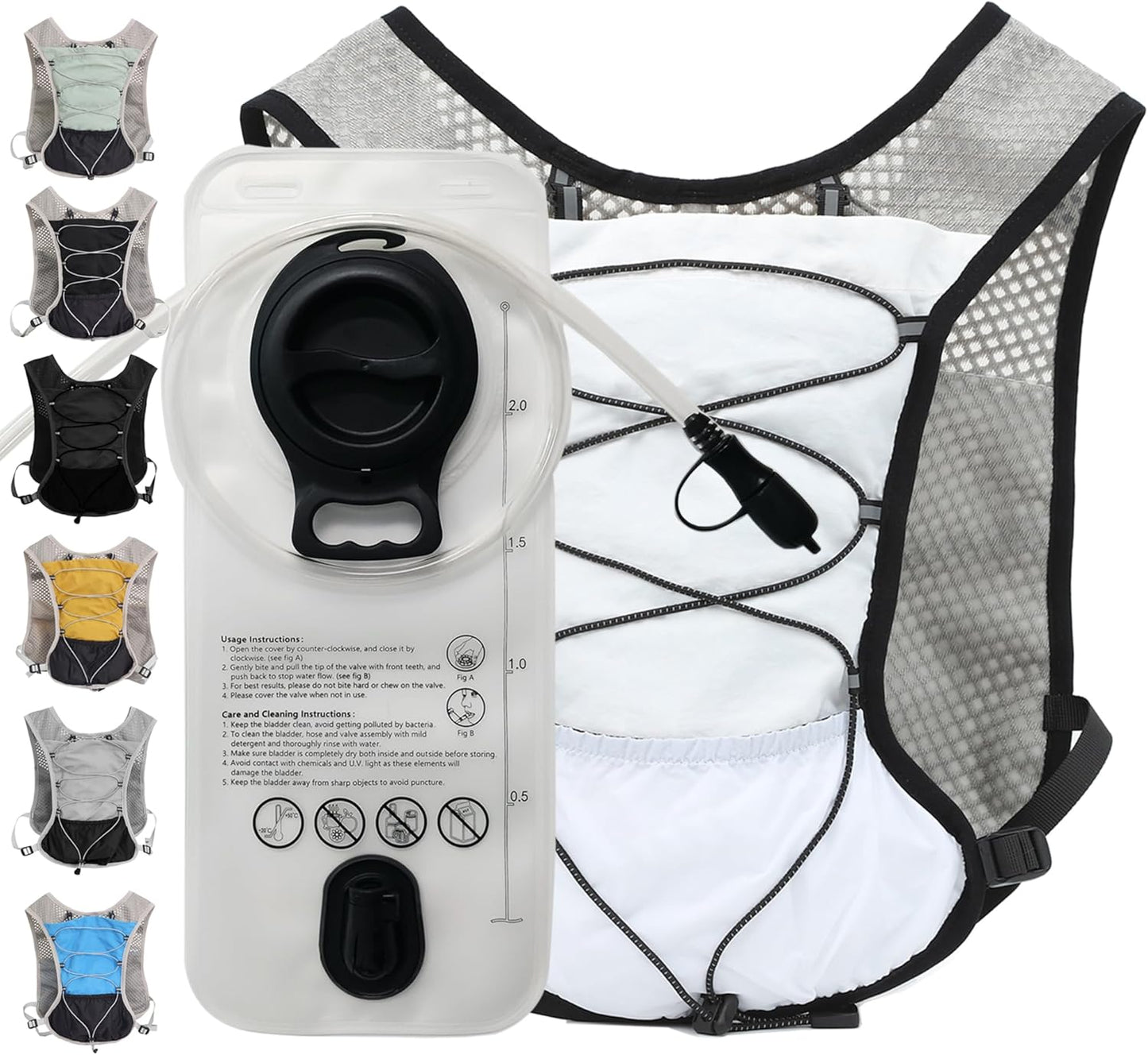 Ultralight running hydration vest with 2‑litre water bladder – Dravien