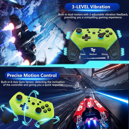 Wireless Switch controller with Hall-effect joysticks and turbo function – Nexora