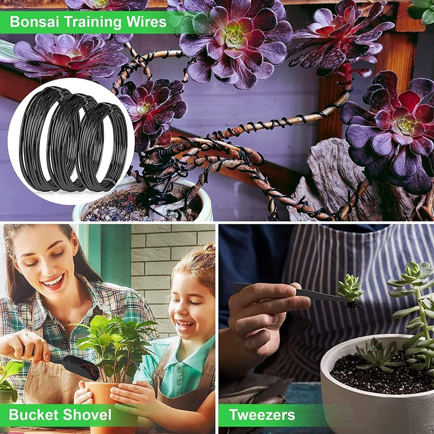 24-piece bonsai tree care kit with high-alloy steel tools and PU leather case – Sevora