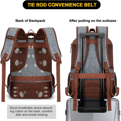 Anti-theft canvas laptop and travel rucksack with USB port – suitable for laptops up to 43.94 cm