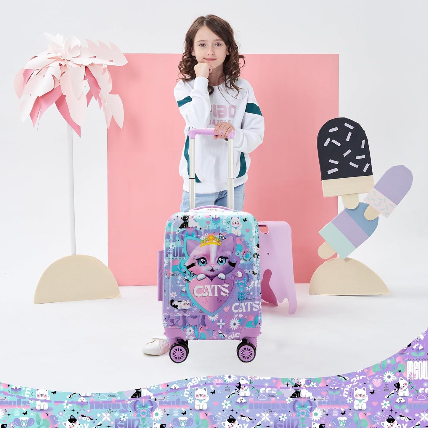 Kids' hard-shell cabin luggage set with spinner wheels – Game Day