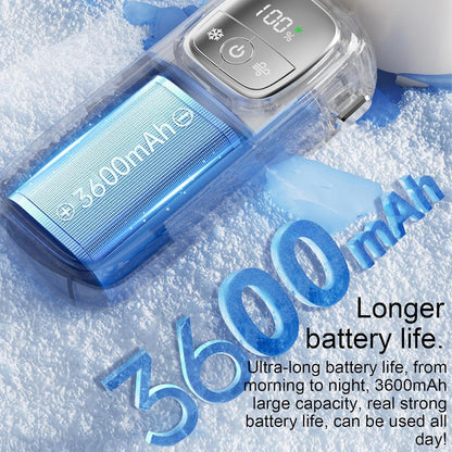 Portable, foldable hand-held fan with LED display, 100 speed settings