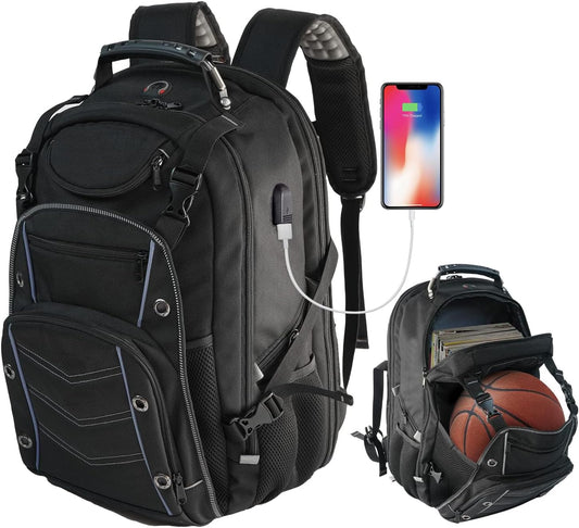 55L Extra-Large Travel Laptop Backpack with USB Charging Port and RFID Protection