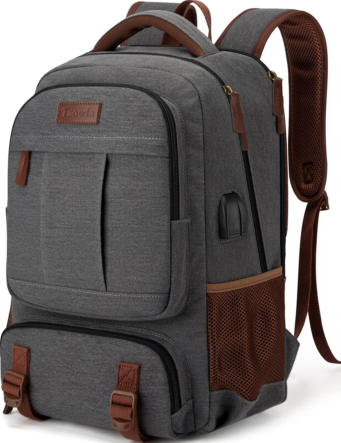Anti-theft canvas laptop and travel rucksack with USB port – suitable for laptops up to 43.94 cm