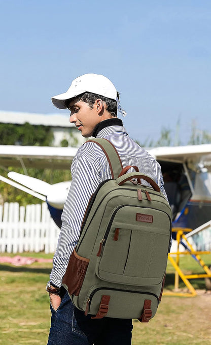 Anti-theft canvas laptop and travel rucksack with USB port – suitable for laptops up to 43.94 cm