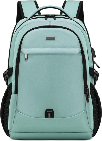 Waterproof travel laptop backpack with USB port and organised storage