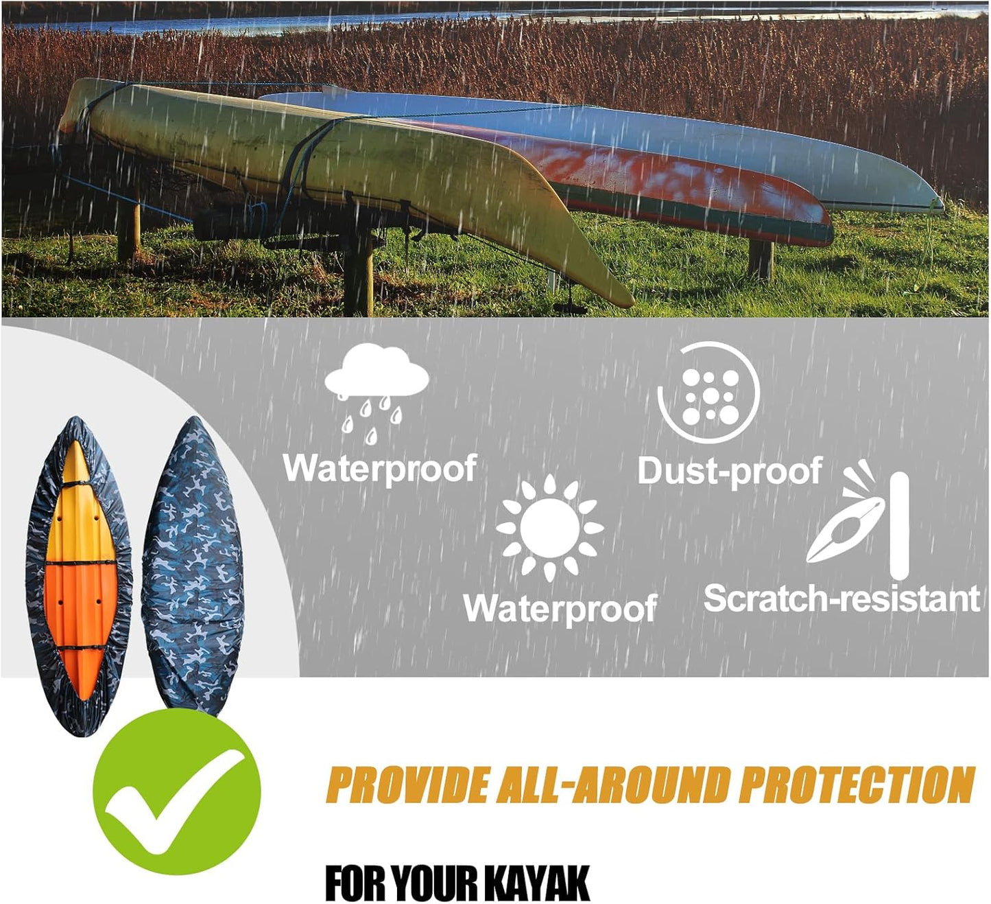 Waterproof, UV-resistant kayak cover with adjustable straps – Marivor