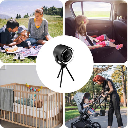 Rechargeable clip-on pram fan with night light — 100 speed settings