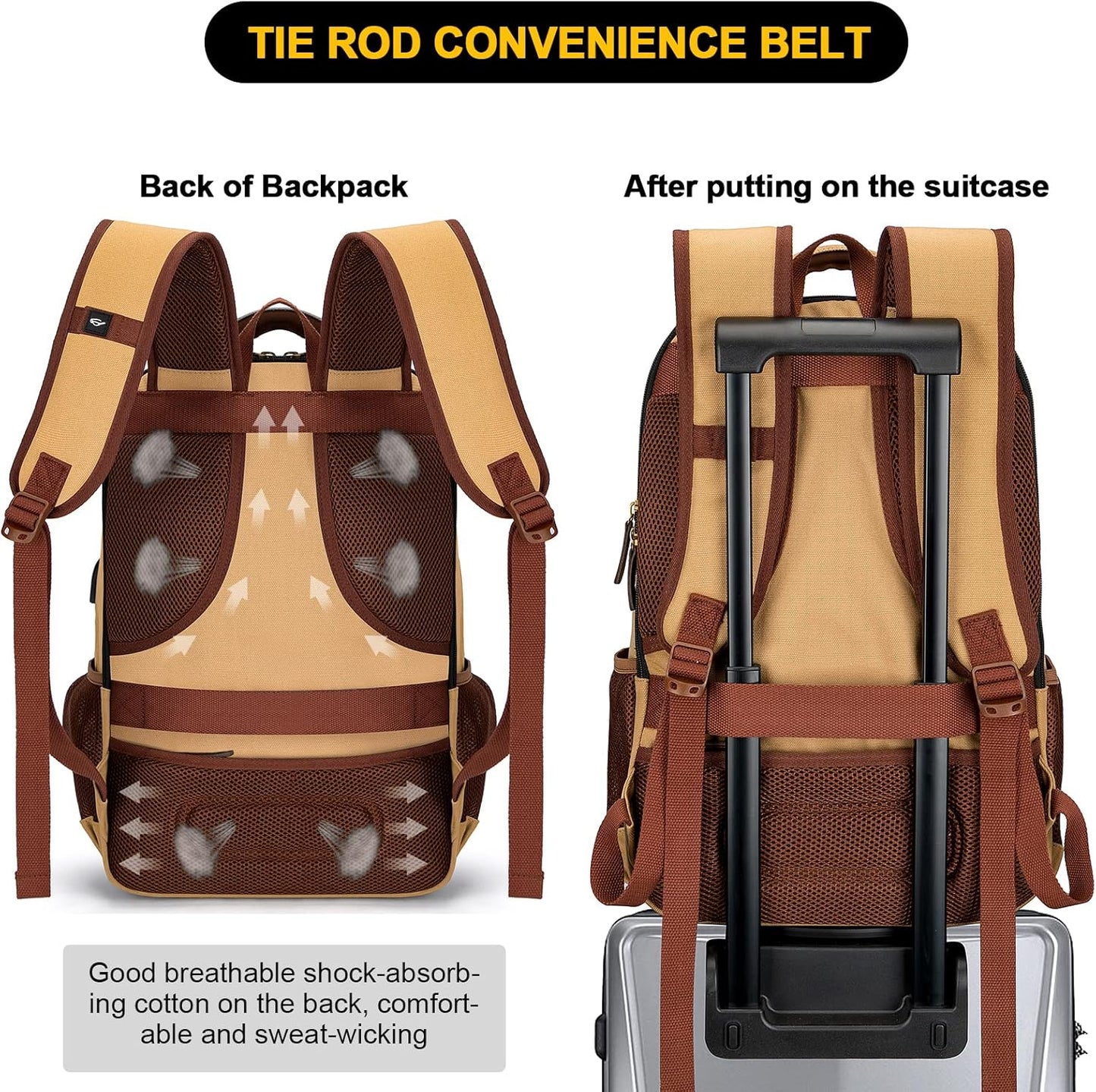 Anti-theft canvas laptop and travel rucksack with USB port – suitable for laptops up to 43.94 cm