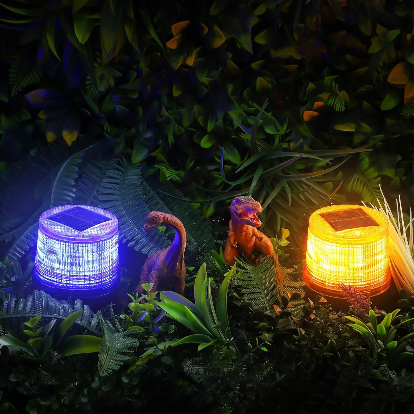 Solar-powered amber and blue magnetic strobe light set – Liora