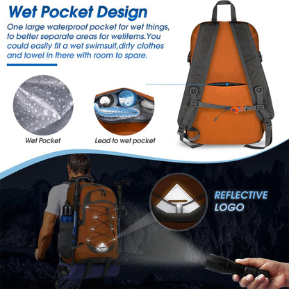 40L waterproof hiking and camping backpack – lightweight & foldable – 2 for the price of 1