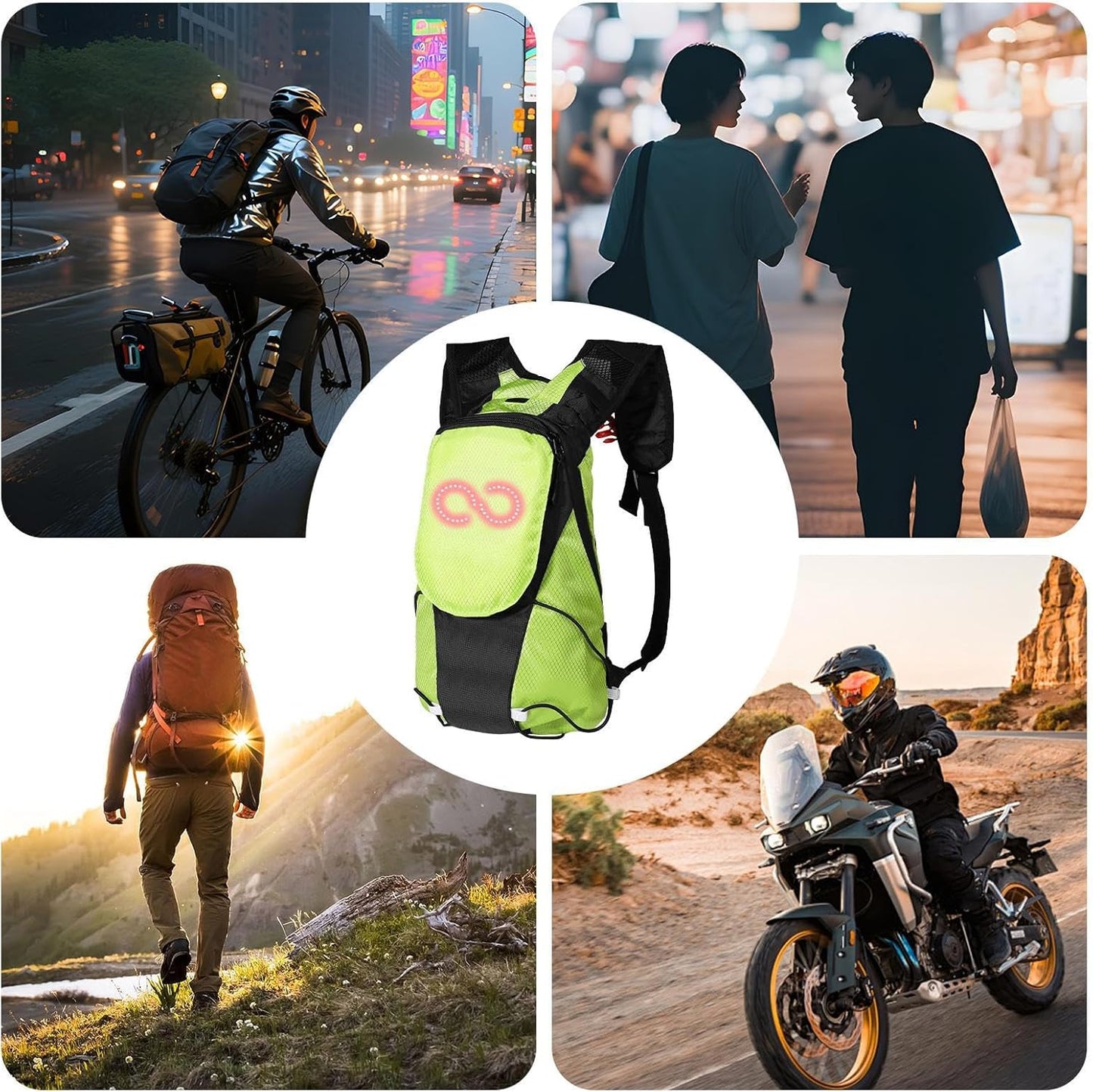 LED motorbike rucksack – illuminated safety bag for outdoor and night rides – Lumaro
