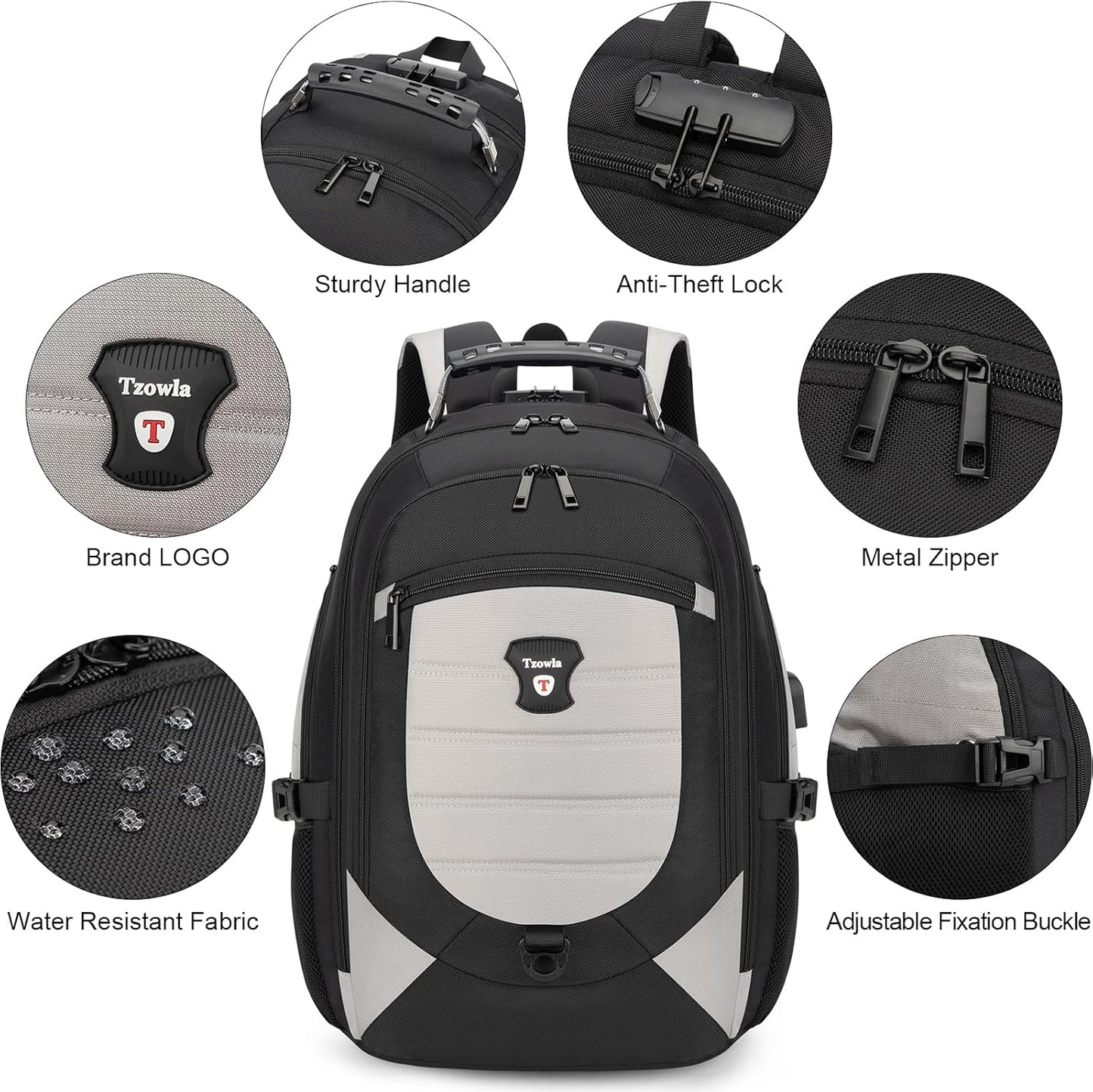 Waterproof anti-theft laptop and travel rucksack with USB port – 17.3"