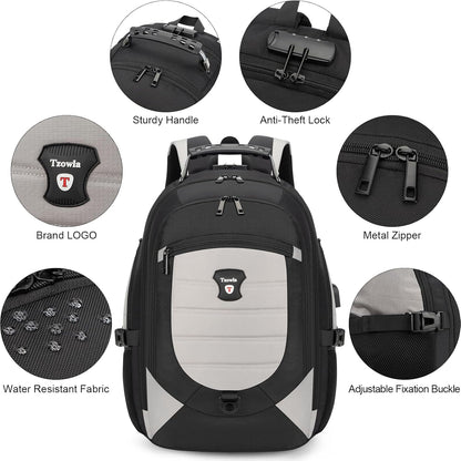 Waterproof anti-theft laptop and travel rucksack with USB port – 17.3"