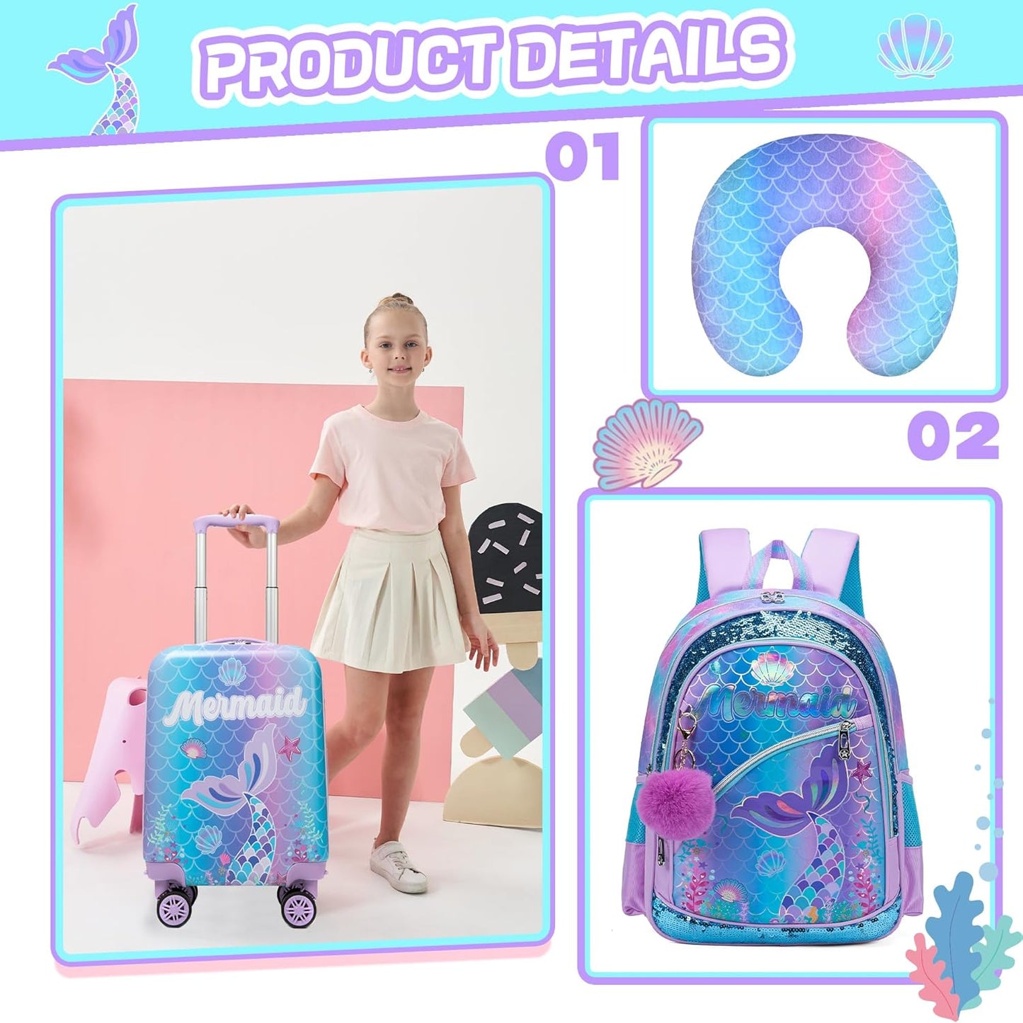 Kids' hard-shell cabin luggage set with spinner wheels – Game Day
