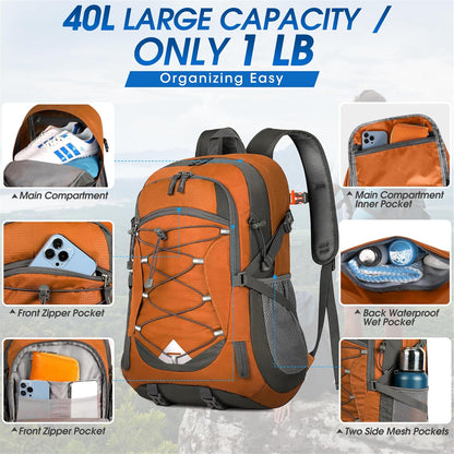 40L waterproof hiking and camping backpack – lightweight & foldable – 2 for the price of 1