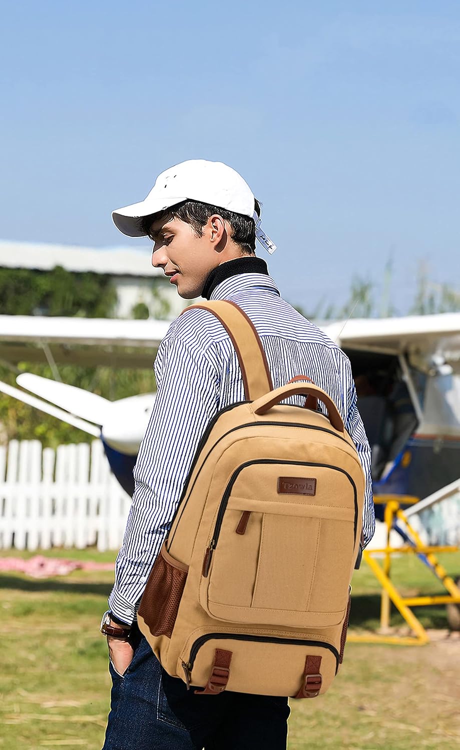 Anti-theft canvas laptop and travel rucksack with USB port – suitable for laptops up to 43.94 cm