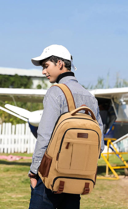 Anti-theft canvas laptop and travel rucksack with USB port – suitable for laptops up to 43.94 cm