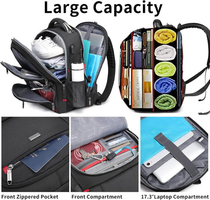 50L waterproof extra-large travel laptop backpack with USB port