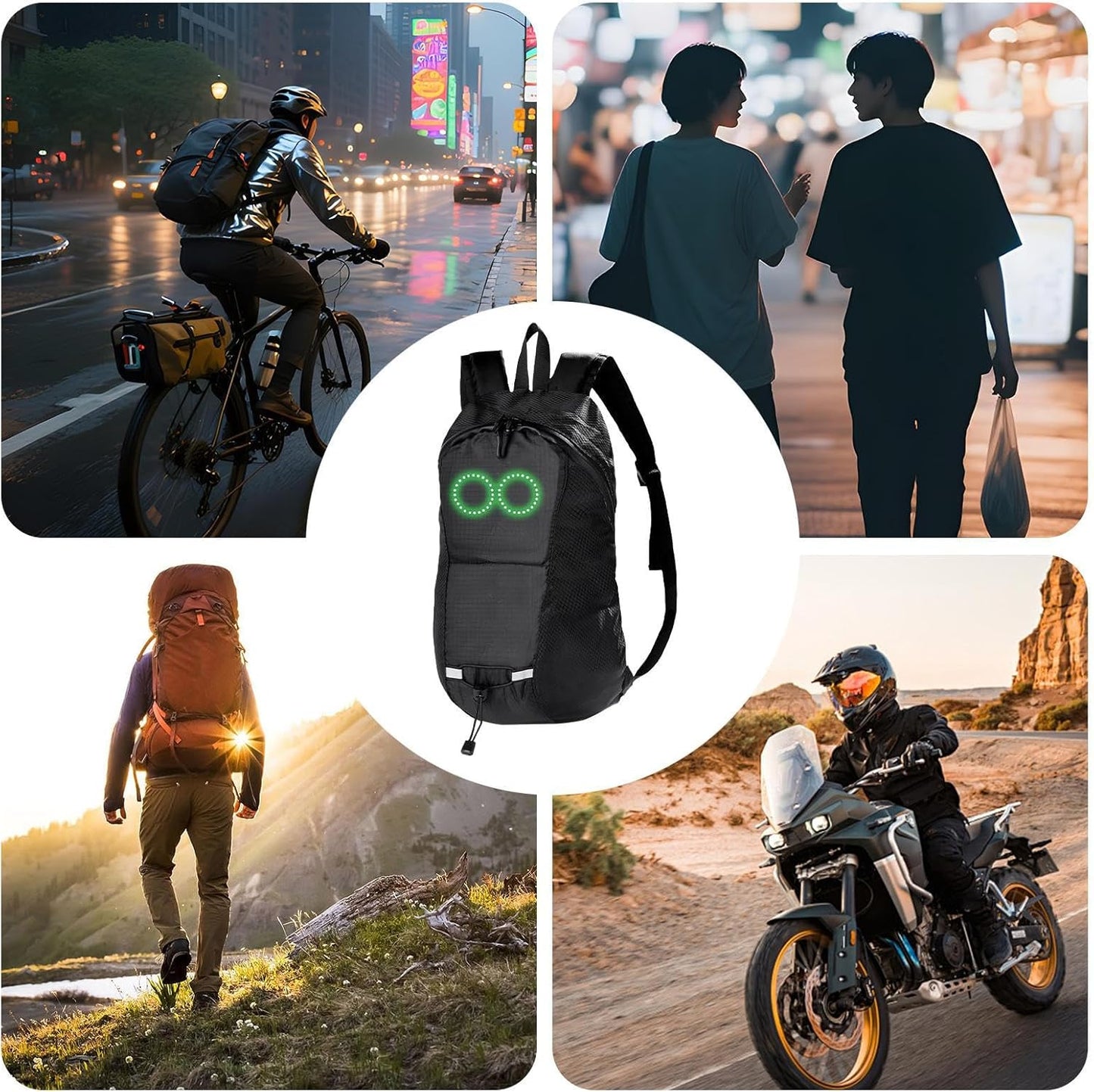 LED travel rucksack – waterproof illuminated rucksack with audio-responsive glow – Nexora