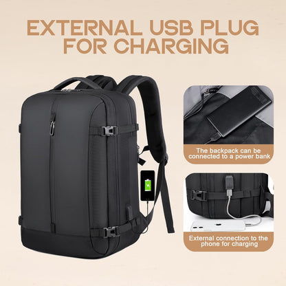 40L expandable waterproof travel backpack with USB port & 17" laptop compartment – AirVoyage