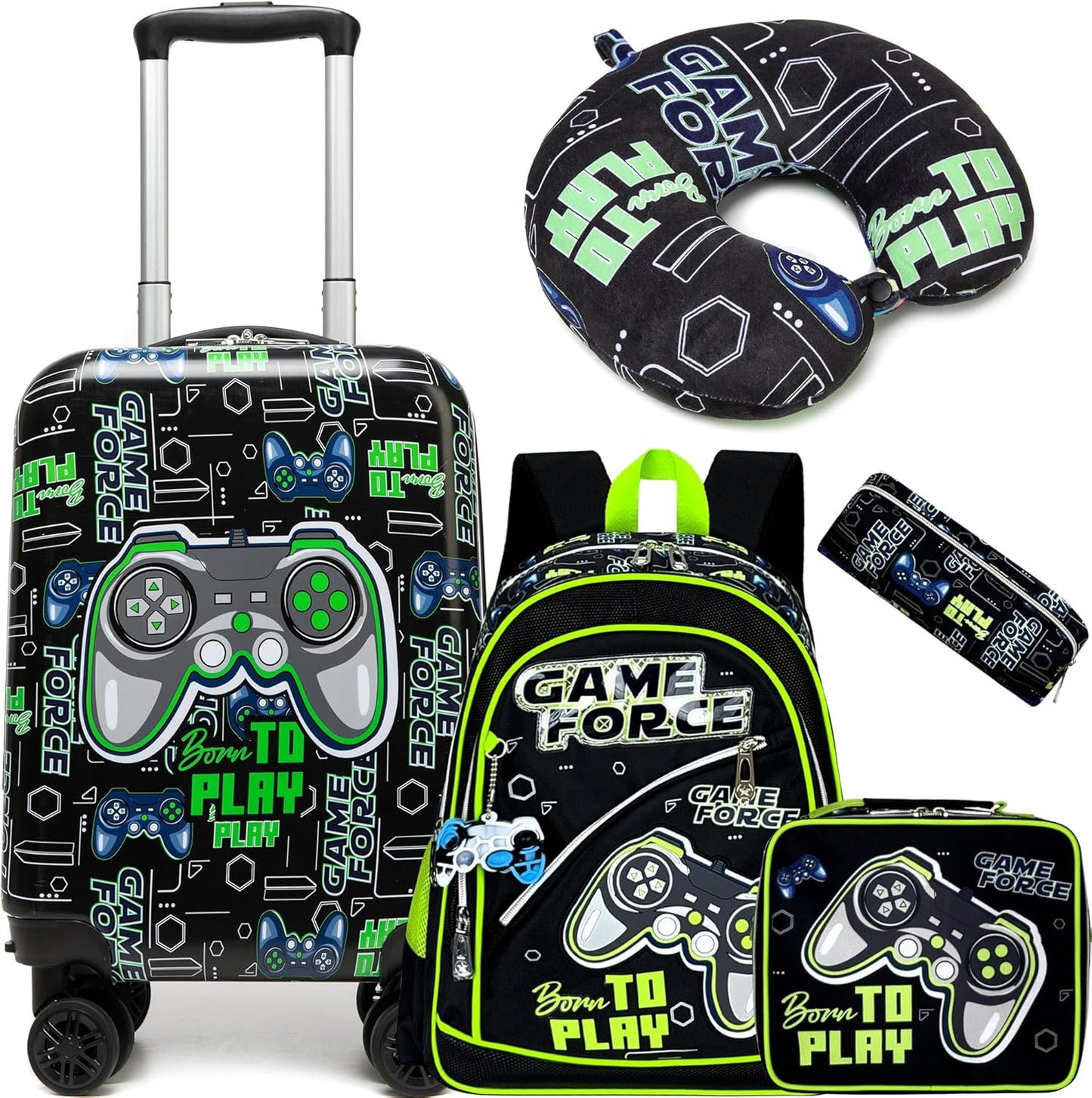 Kids' hard-shell cabin luggage set with spinner wheels – Game Day