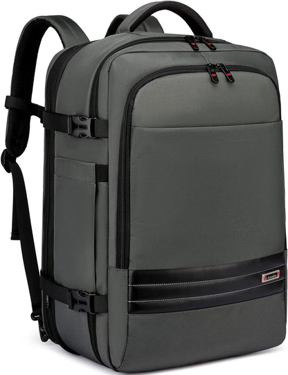 Expandable 45–55 L waterproof travel backpack with 46.5 cm laptop compartment
