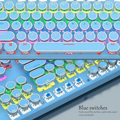 87-key mechanical gaming keyboard with RGB backlighting, blue switches