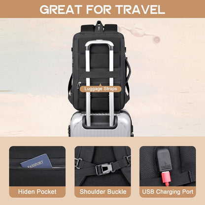 40L expandable waterproof travel backpack with USB port & 17" laptop compartment – AirVoyage