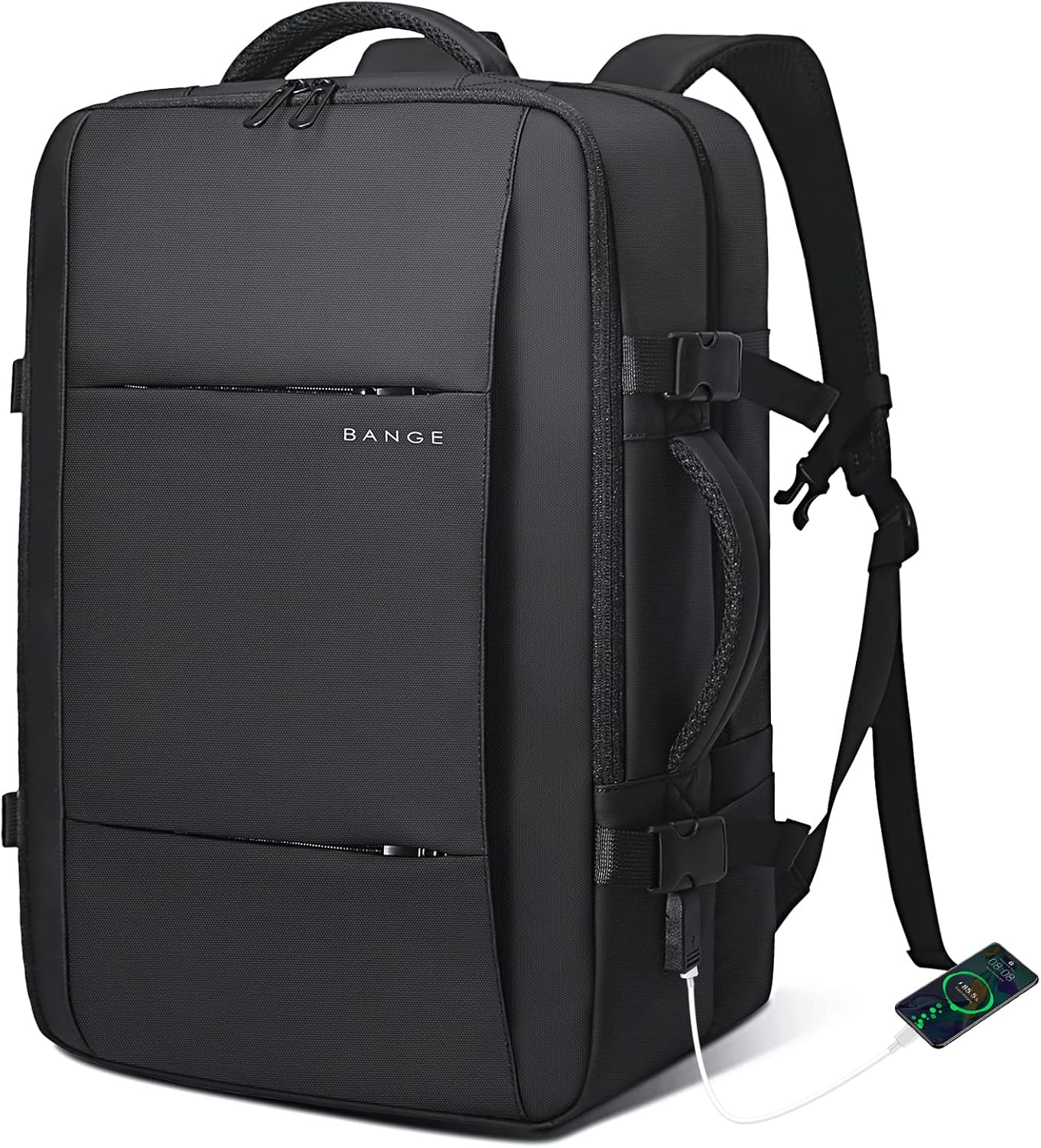 Expandable 26–45 L waterproof travel backpack with laptop compartment and duffel option.