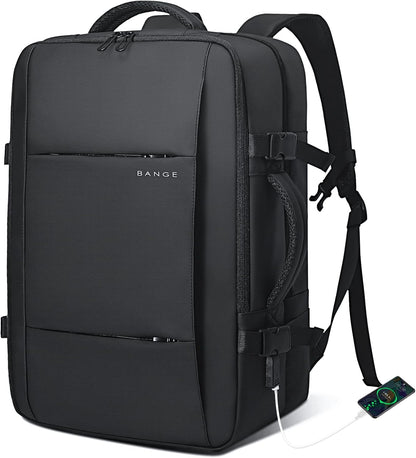Expandable 26–45 L waterproof travel backpack with laptop compartment and duffel option.