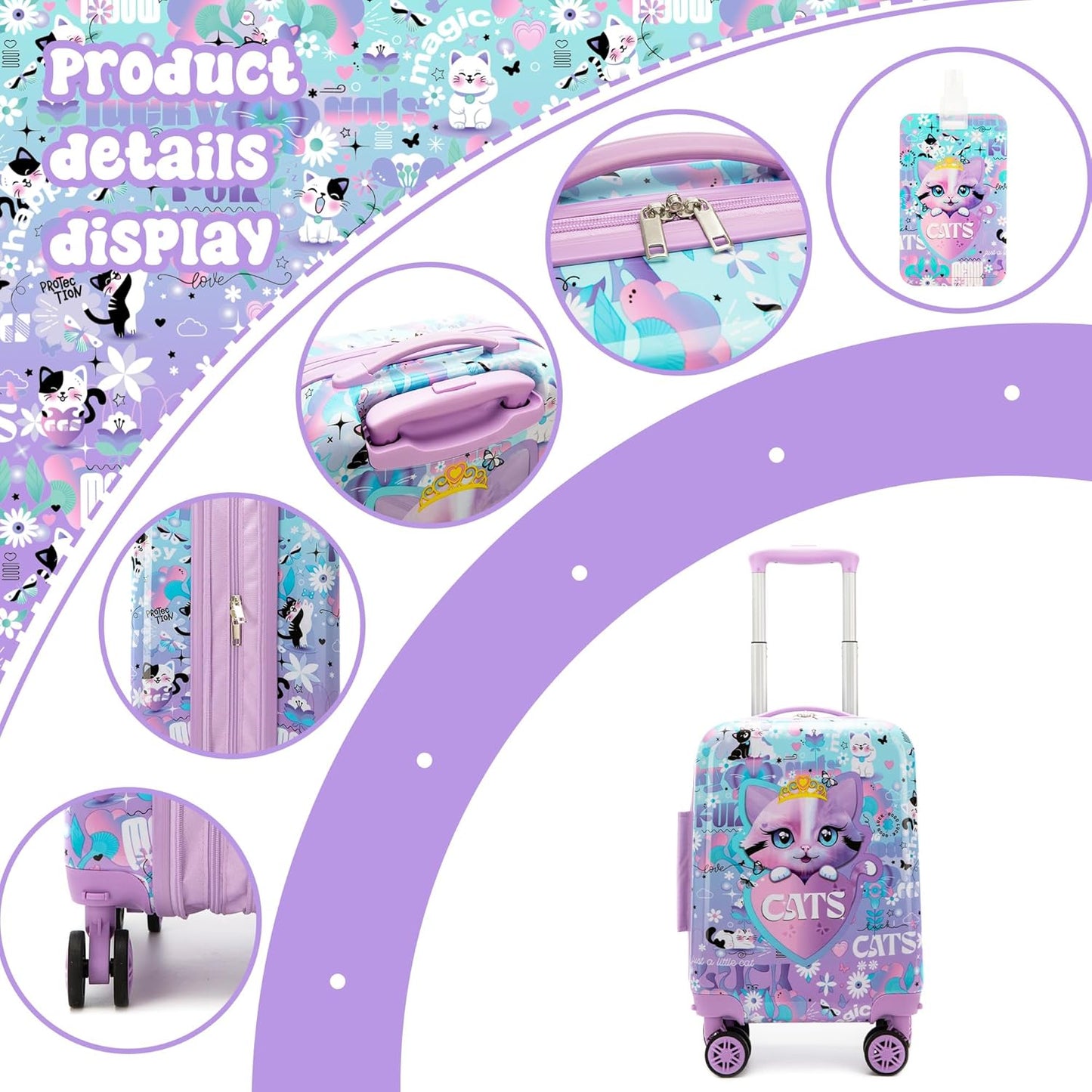 Kids' hard-shell cabin luggage set with spinner wheels – Game Day