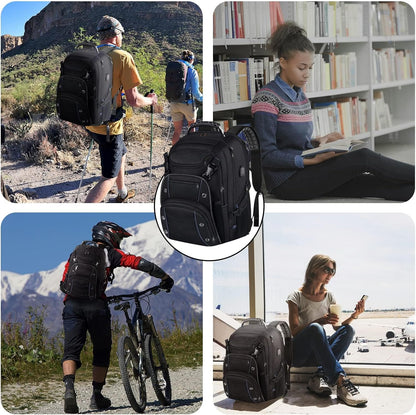 55L Extra-Large Travel Laptop Backpack with USB Charging Port and RFID Protection