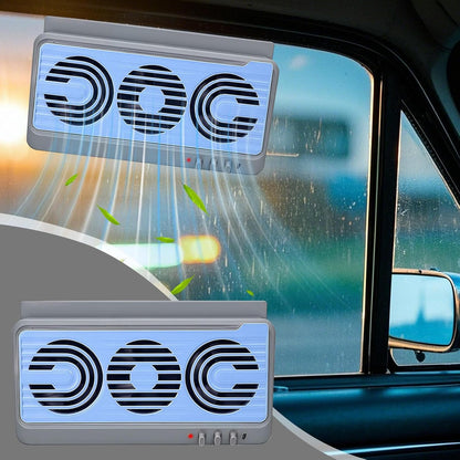 Solar Car Window Fan – Dual Duct Ventilation, Exhaust and Cooling Accessory – Aurovent