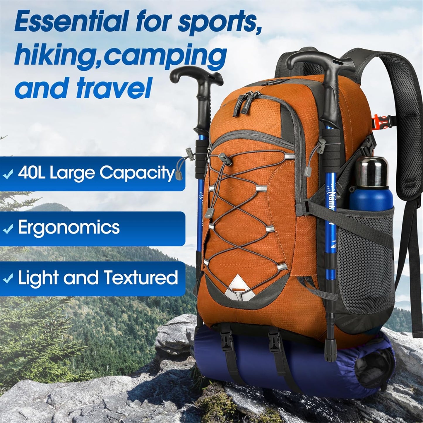 40L waterproof hiking and camping backpack – lightweight & foldable – 2 for the price of 1