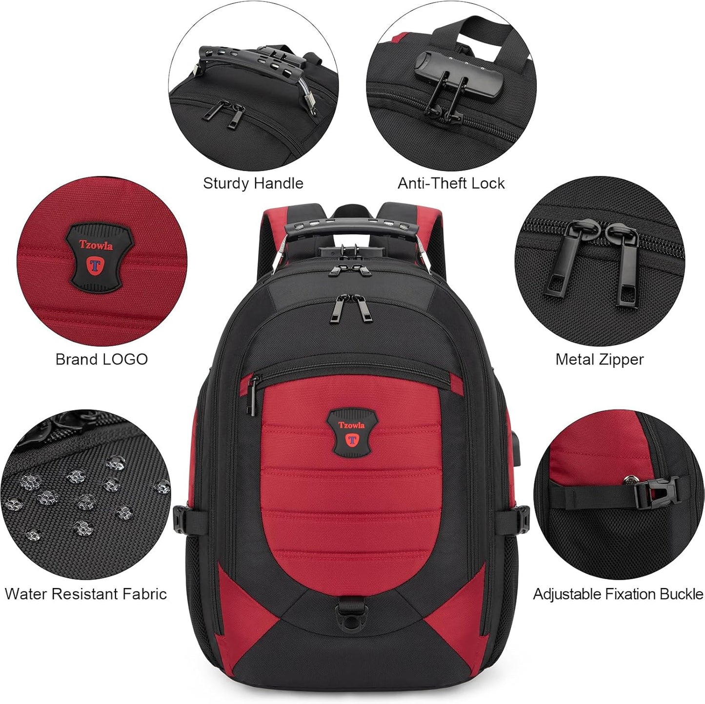 Waterproof anti-theft laptop and travel rucksack with USB port – 17.3"