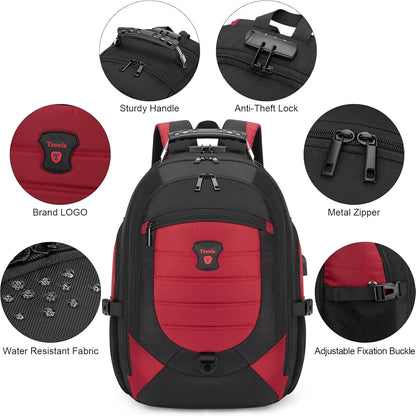 Waterproof anti-theft laptop and travel rucksack with USB port – 17.3"