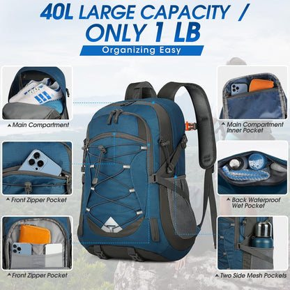 40L waterproof hiking and camping backpack – lightweight & foldable – 2 for the price of 1