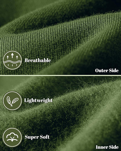 Close-up of the green fleece fabric showing its knitted outer side and soft brushed inner side 18