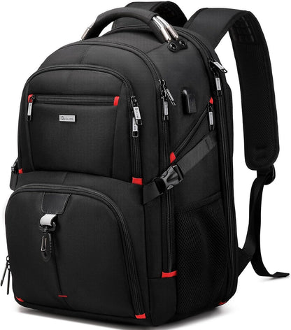 50L waterproof extra-large travel laptop backpack with USB port