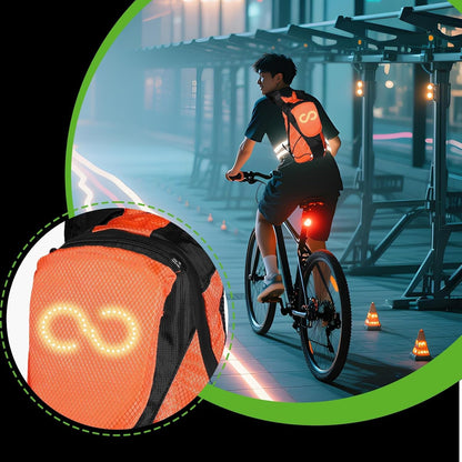 LED motorbike rucksack – illuminated safety bag for outdoor and night rides – Lumaro