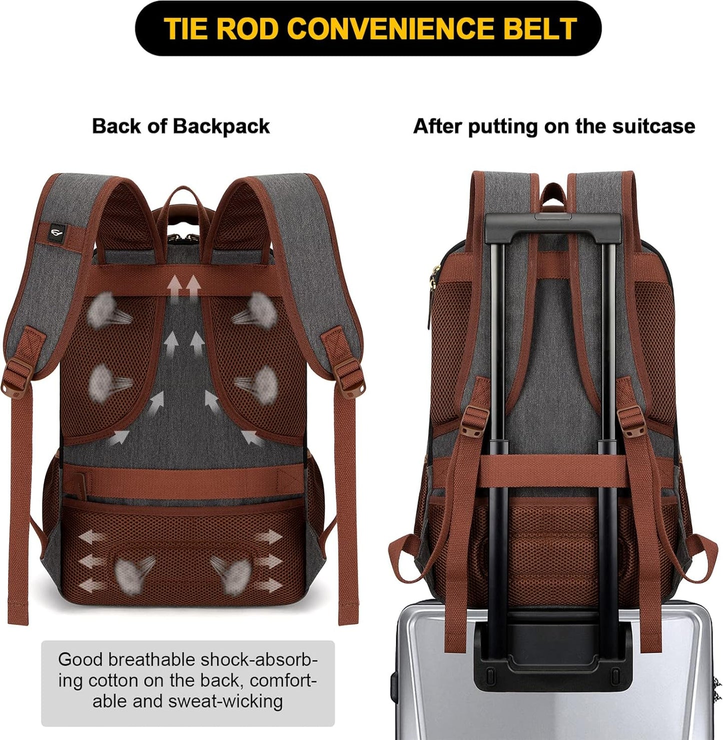 Anti-theft canvas laptop and travel rucksack with USB port – suitable for laptops up to 43.94 cm