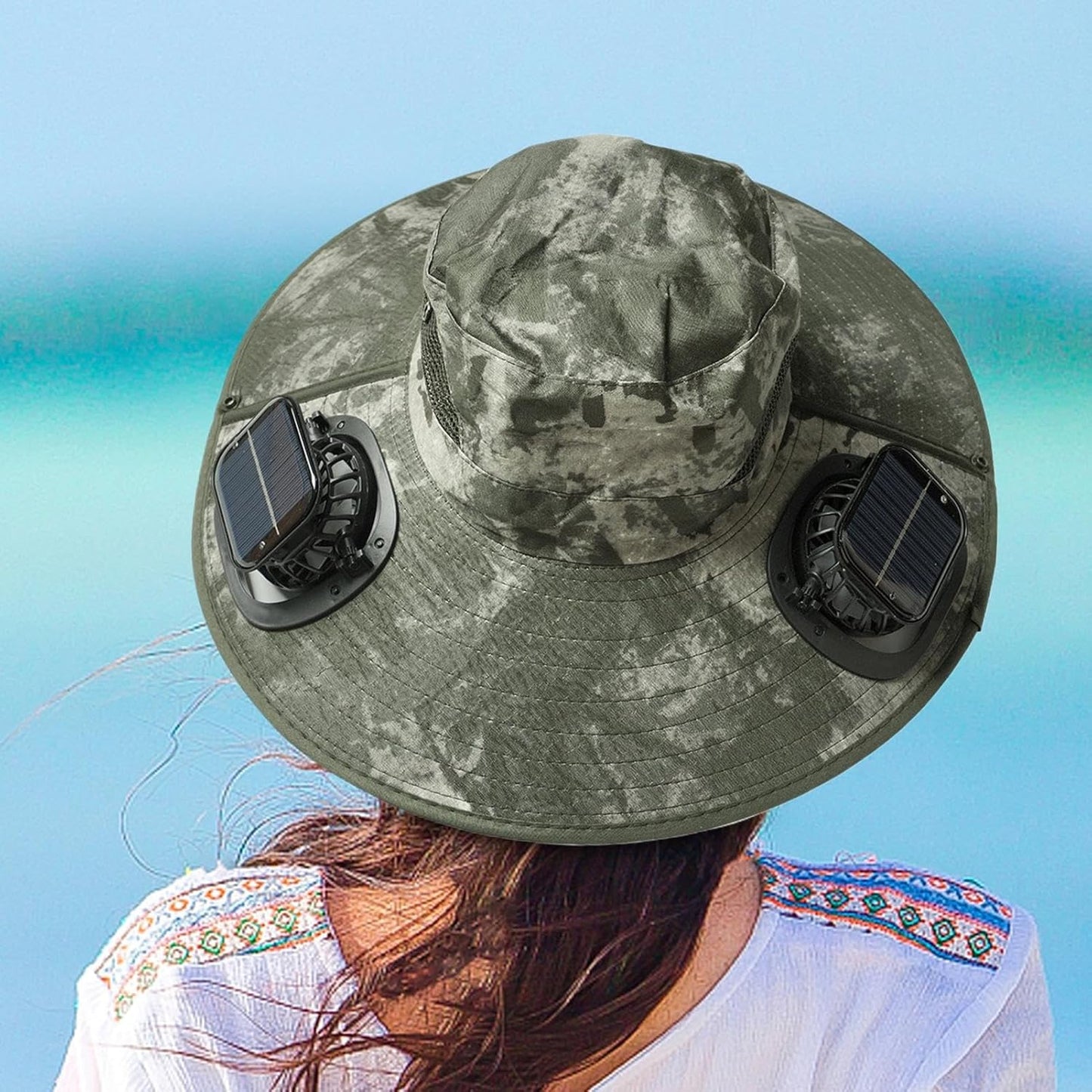Solar-powered fan cooling hat with UV protection – Solvoro