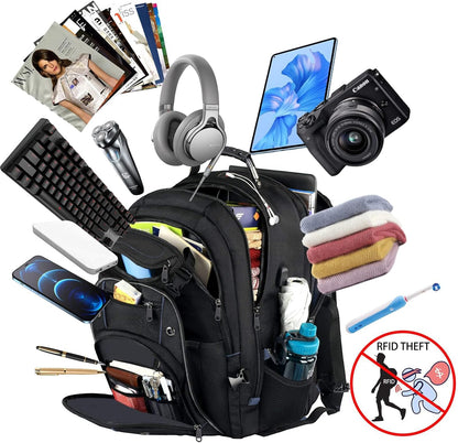 55L Extra-Large Travel Laptop Backpack with USB Charging Port and RFID Protection