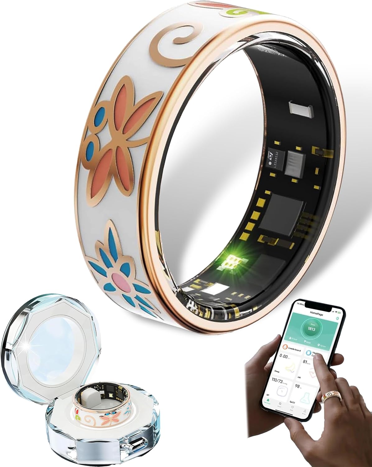 Smart Enamel Wellness Ring – Fitness and Sleep Tracker for iOS and Android – Aurina