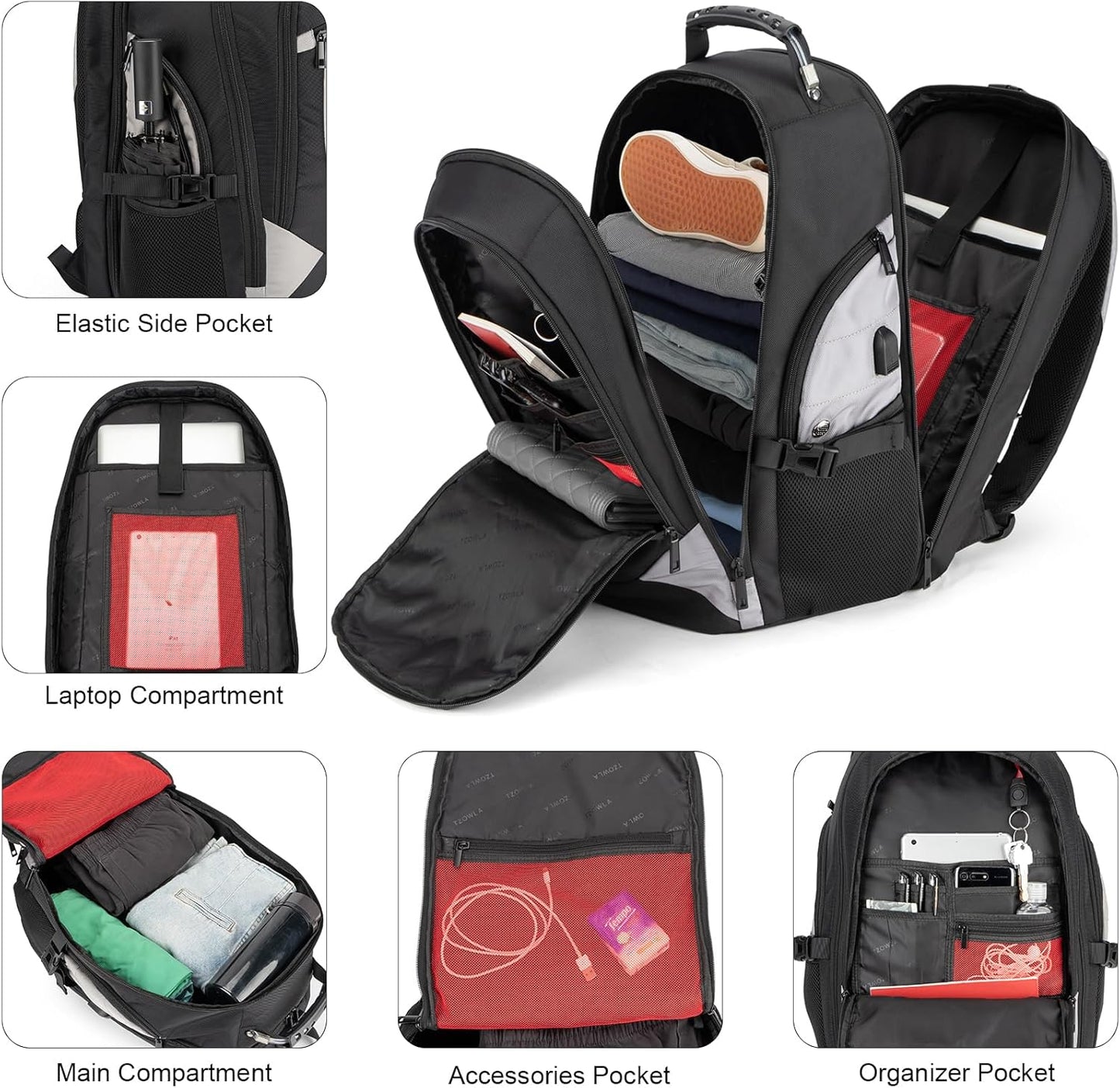 Waterproof anti-theft laptop and travel rucksack with USB port – 17.3"