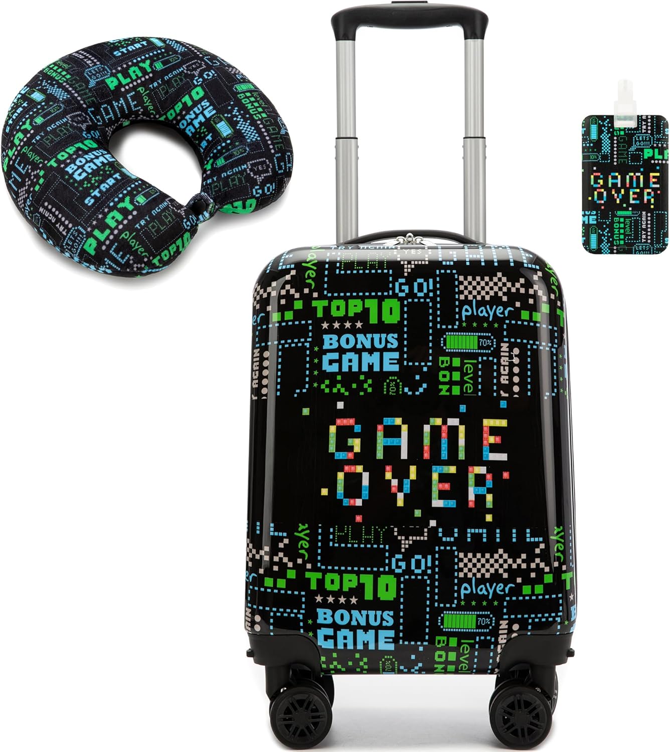 Kids' hard-shell cabin luggage set with spinner wheels – Game Day