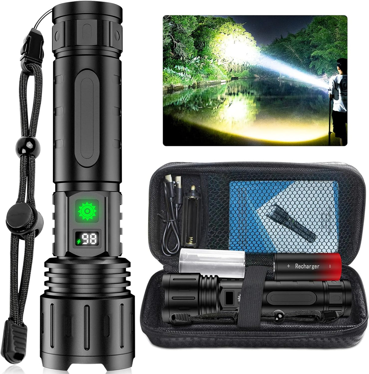 High-Output LED Flashlight – Up to 100,000 Lumens 1